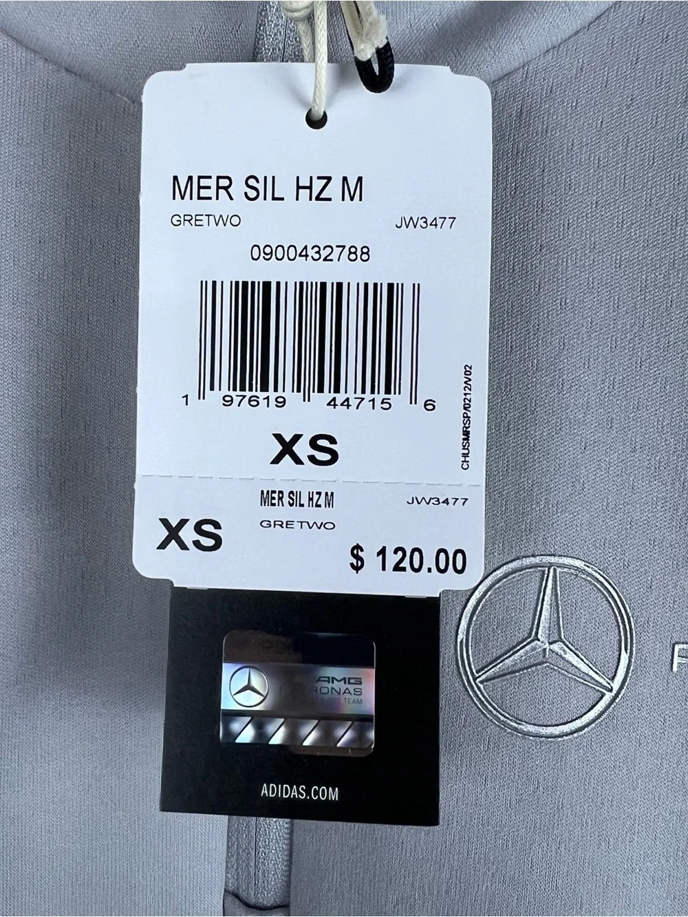 Adidas Mercedes AMG F1 Silver Arrows Sweatshirt JW3477 Grey Size XS